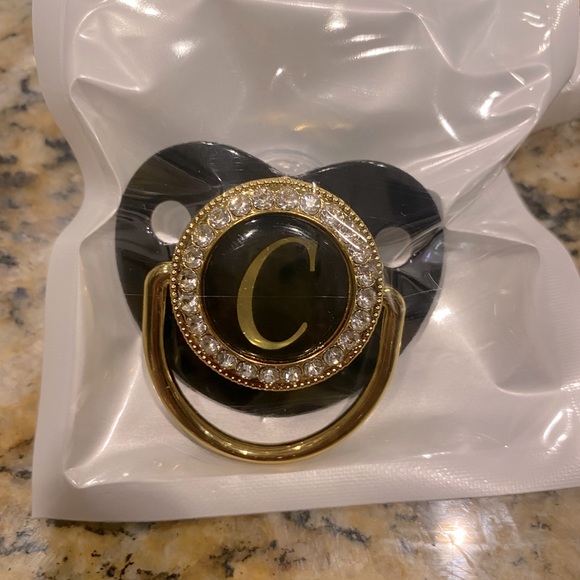 Monogram Gold/Blinged Pacifier “C” - Picture 1 of 3